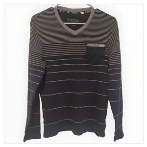 GUESS Men's Black Striped Sweater